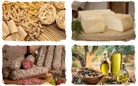Immagine di prodotti agroalimentari pasta formaggi salumi olio extravergine di oliva