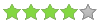 Immagine di quattro piccole stelle di colore verde chiaro e una piccola stella di colore grigio